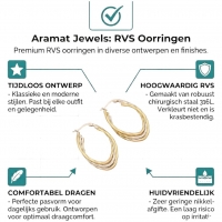 Bicolor Triple Oorringen Ovaal 38x6mm &acirc;&euro;&ldquo; Goud & Zilver -