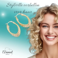 Bicolor Triple Oorringen Ovaal 38x6mm &acirc;&euro;&ldquo; Goud & Zilver -