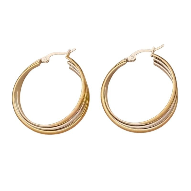 Triple Oorringen Rond Gekruist Bicolor - 35x15mm -