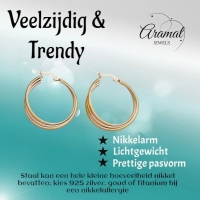 Triple Oorringen Rond Gekruist Bicolor - 35x15mm -
