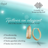 Triple Oorringen Ovaal 35x9mm - Goud & Zilver -