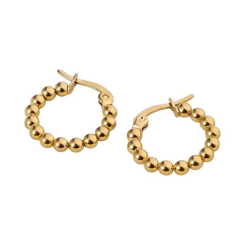 Goudkleurige Bolletjes Oorringen - Schakel Design 18mm -