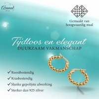 Goudkleurige Bolletjes Oorringen - Schakel Design 18mm -