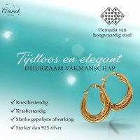Triple Oorringen Goudkleurig - Gedraaid Design 25mm -