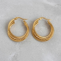 Triple Oorringen Goudkleurig - Gedraaid Design 25mm -