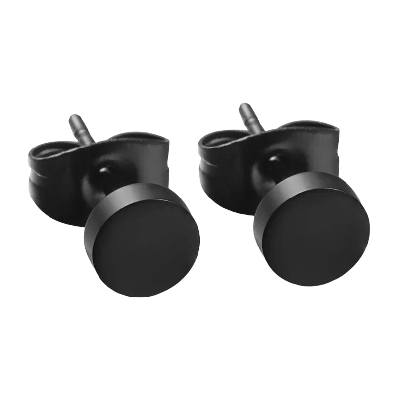 Ronde Zwarte Oorknopjes 6 mm &acirc;&euro;&ldquo; RVS -