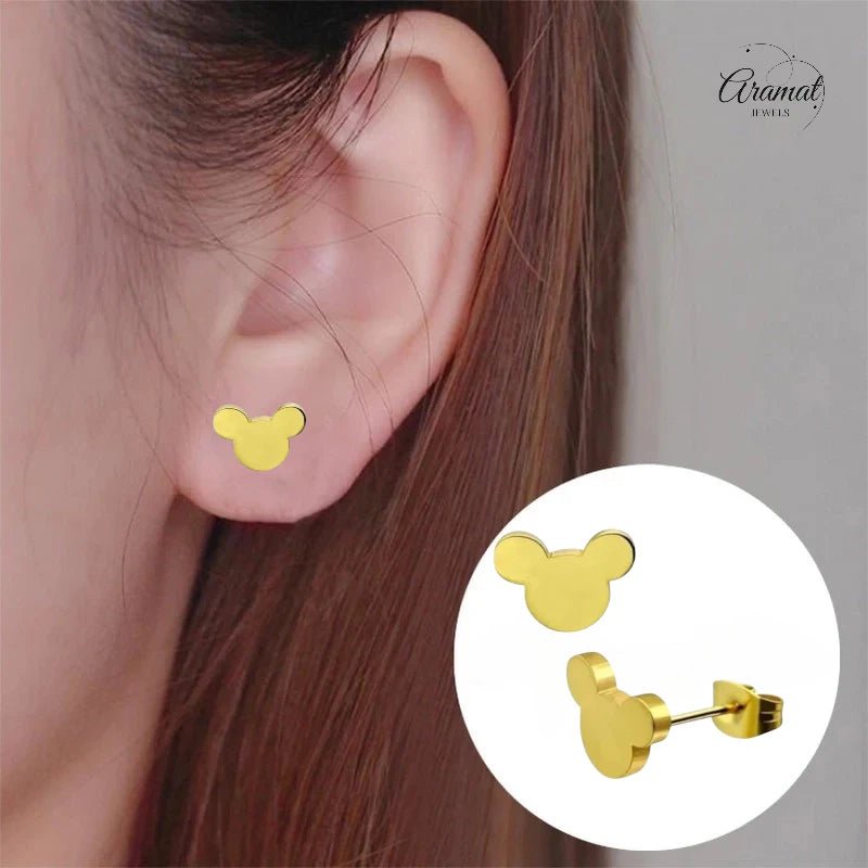 Goudkleurige Mickey Mouse Oorbellen &acirc;&euro;&ldquo; 8mm RVS -