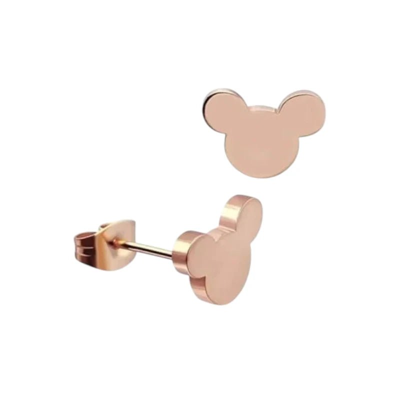 Ros&Atilde;&copy;kleurige Mickey Mouse Oorbellen &acirc;&euro;&ldquo; 8mm RVS -