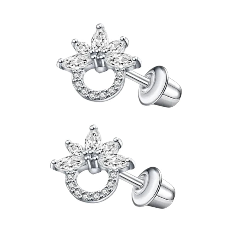 Stalen zirkonia Oorbellen 10mm -schroefsluiting -