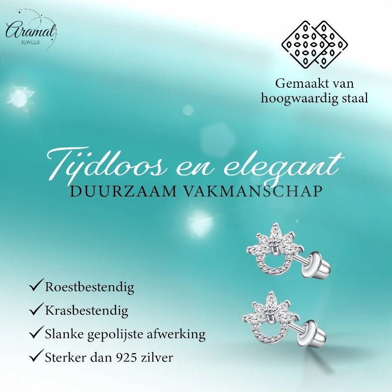 Stalen zirkonia Oorbellen 10mm -schroefsluiting -