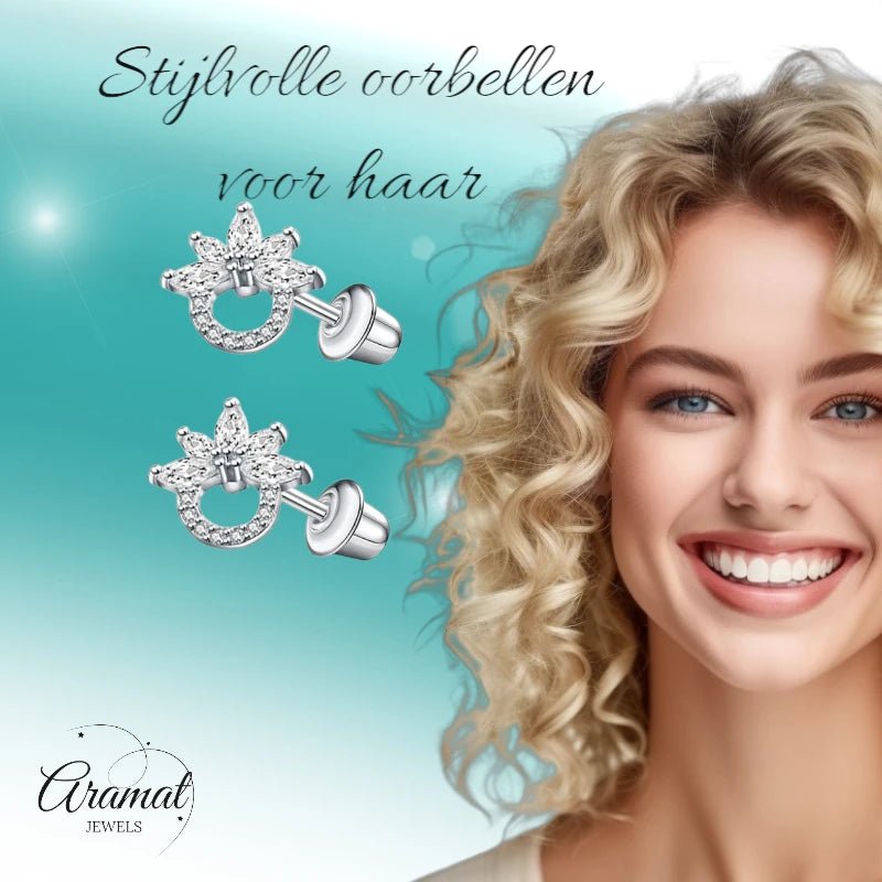 Stalen zirkonia Oorbellen 10mm -schroefsluiting -