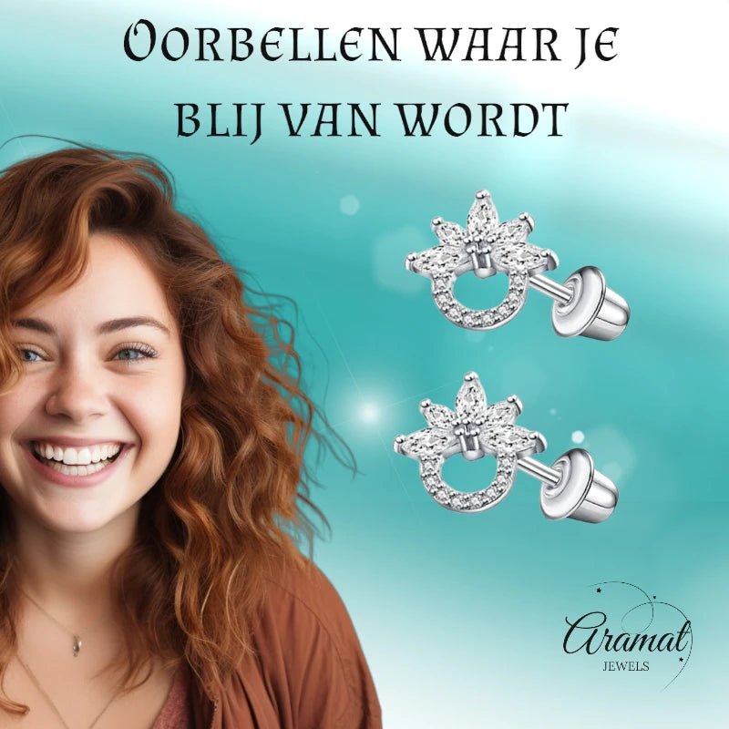 Stalen zirkonia Oorbellen 10mm -schroefsluiting -
