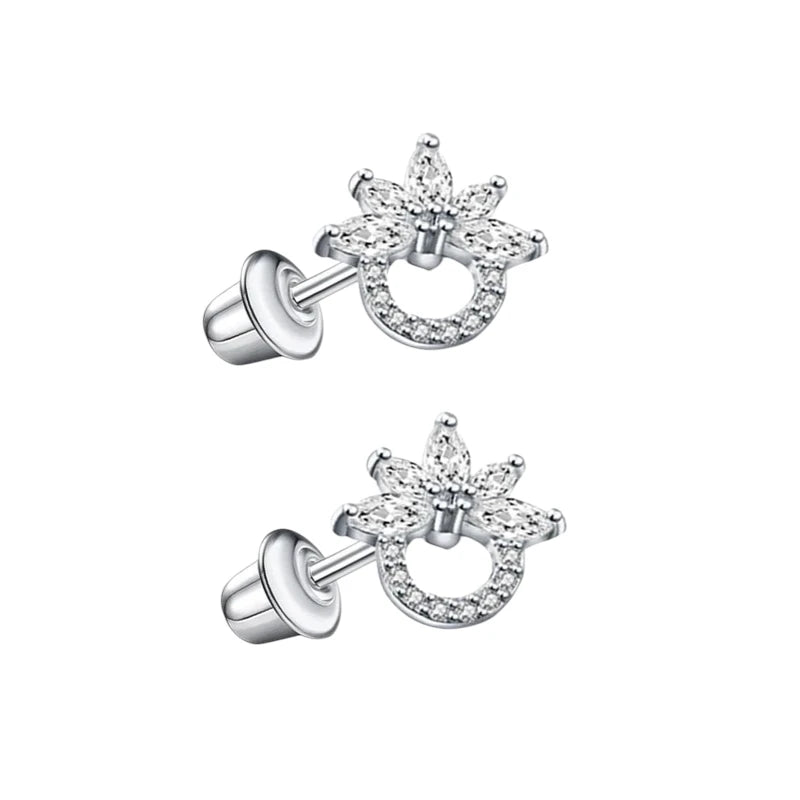 Stalen zirkonia Oorbellen 10mm -schroefsluiting -