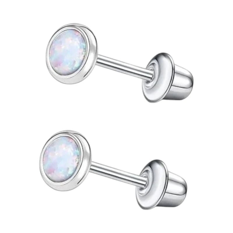 Stalen kinderoorbellen - RVS Kinderoorbellen Opaal 4mm -