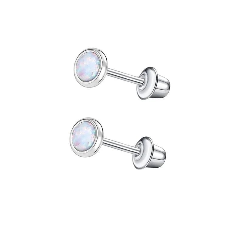 Stalen kinderoorbellen - RVS Kinderoorbellen Opaal 4mm -