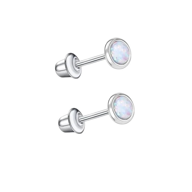 Stalen kinderoorbellen - RVS Kinderoorbellen Opaal 4mm -