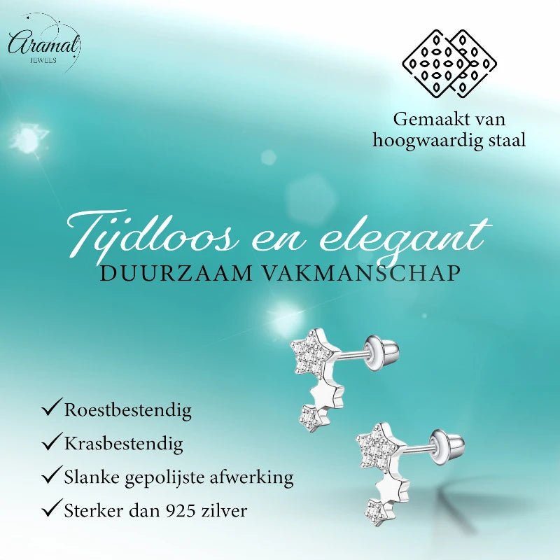 Kinderoorbellen sterren RVS 10x6mm - Schroefsluiting -