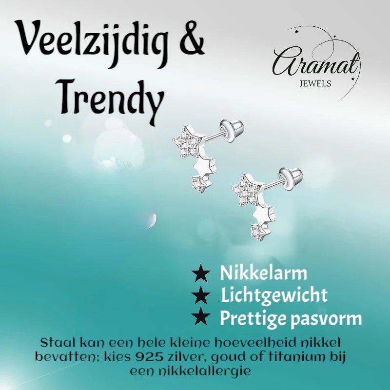 Kinderoorbellen sterren RVS 10x6mm - Schroefsluiting -