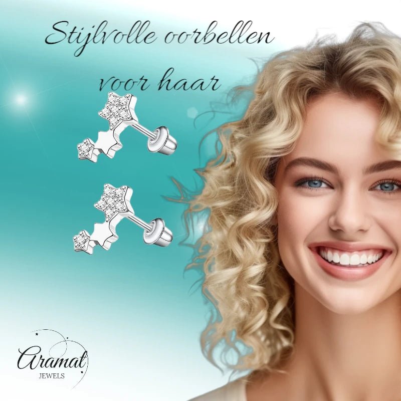 Kinderoorbellen sterren RVS 10x6mm - Schroefsluiting -