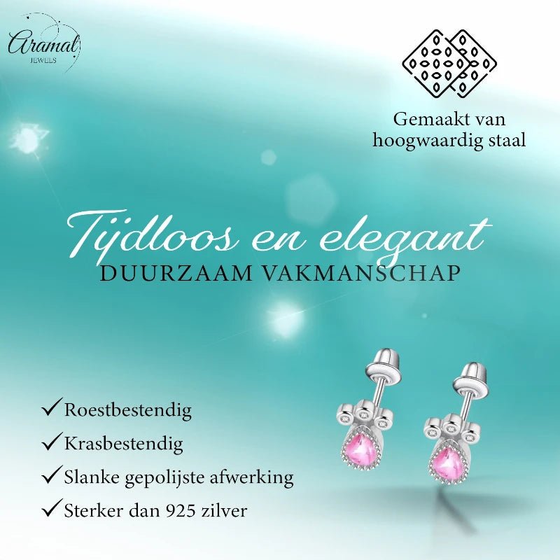 RVS druppel oorbellen meisje 9x7mm- Schroefsluiting -