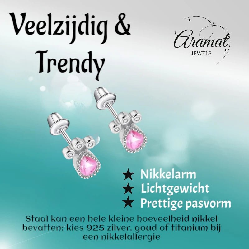 RVS druppel oorbellen meisje 9x7mm- Schroefsluiting -