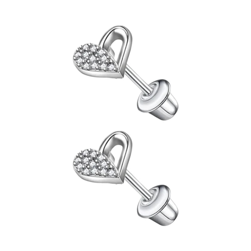 RVS hartjes oorbellen kind 7mm&acirc;&euro;&ldquo; Schroefsluiting -