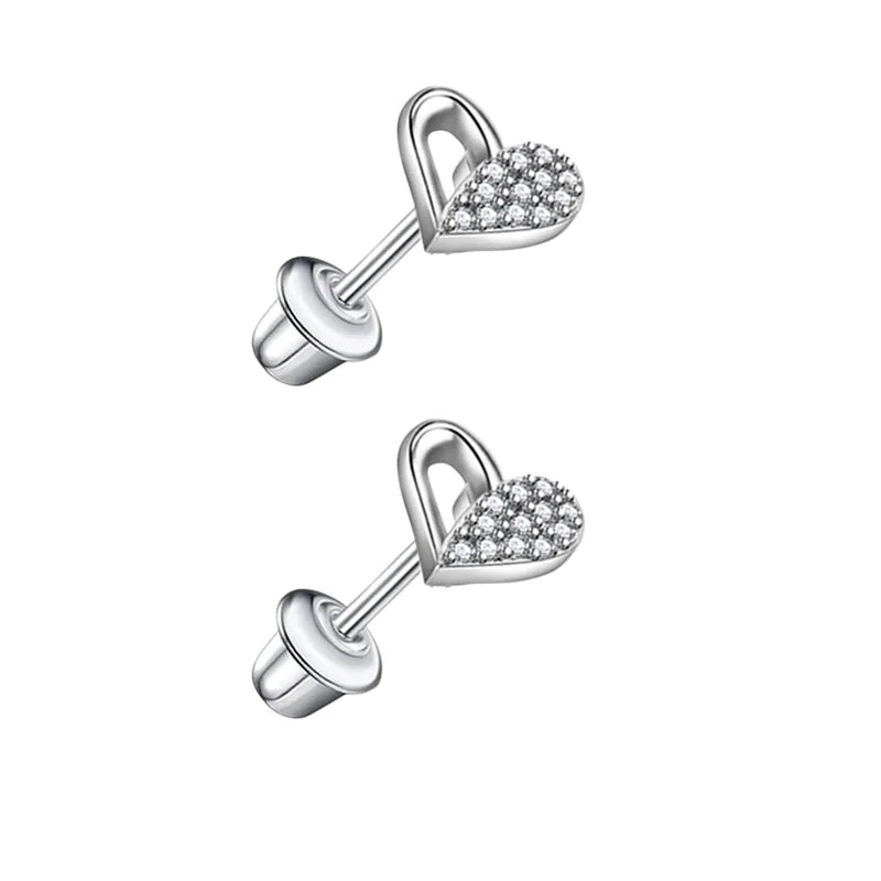 RVS hartjes oorbellen kind 7mm&acirc;&euro;&ldquo; Schroefsluiting -
