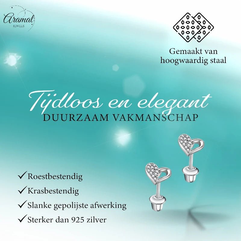 RVS hartjes oorbellen kind 7mm&acirc;&euro;&ldquo; Schroefsluiting -