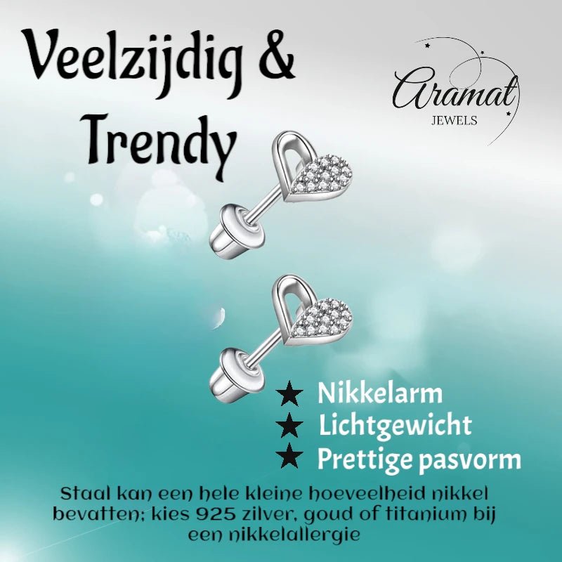 RVS hartjes oorbellen kind 7mm&acirc;&euro;&ldquo; Schroefsluiting -