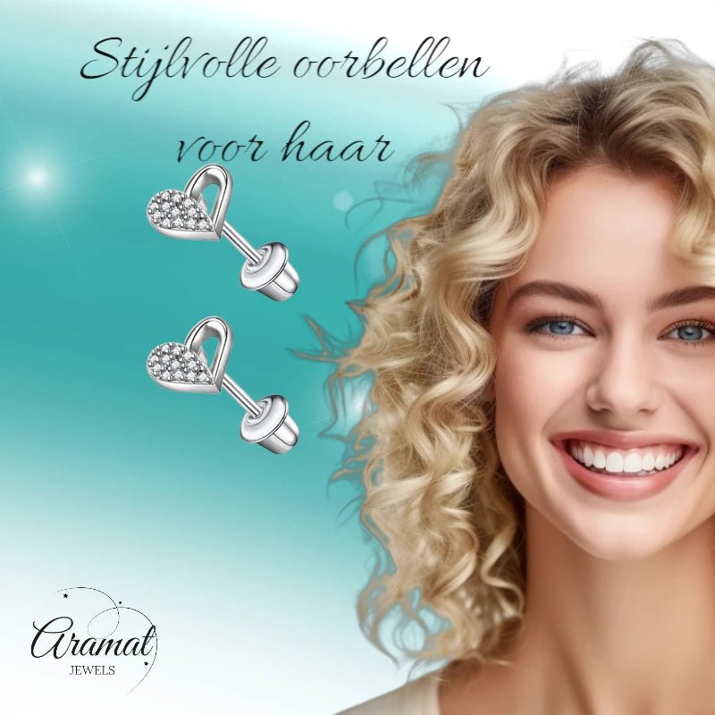 RVS hartjes oorbellen kind 7mm&acirc;&euro;&ldquo; Schroefsluiting -