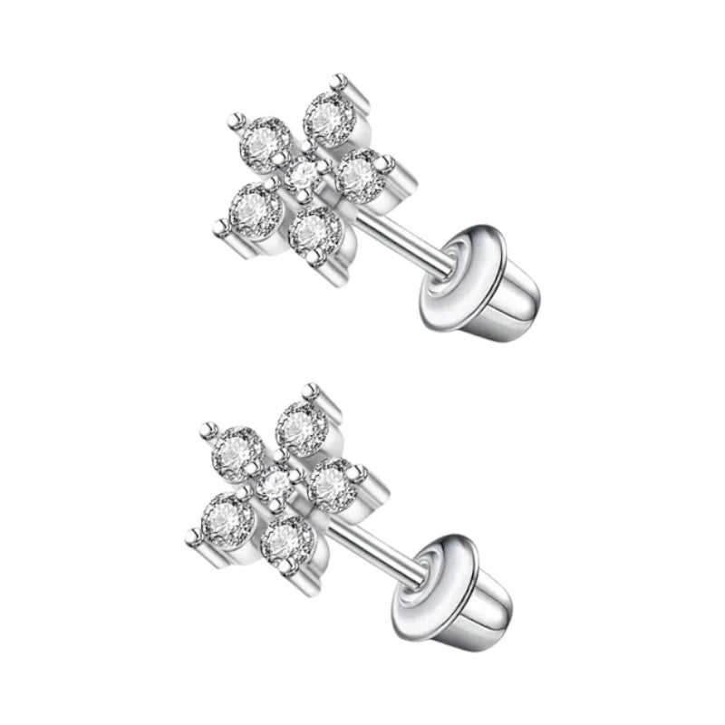 RVS bloem oorbellen kind 7mm &acirc;&euro;&ldquo; Schroefsluiting -