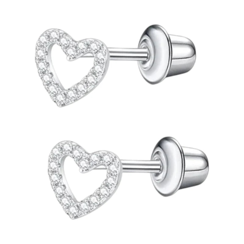 RVS hartjes kinderoorbellen 6mm &acirc;&euro;&ldquo; Schroefsluiting -