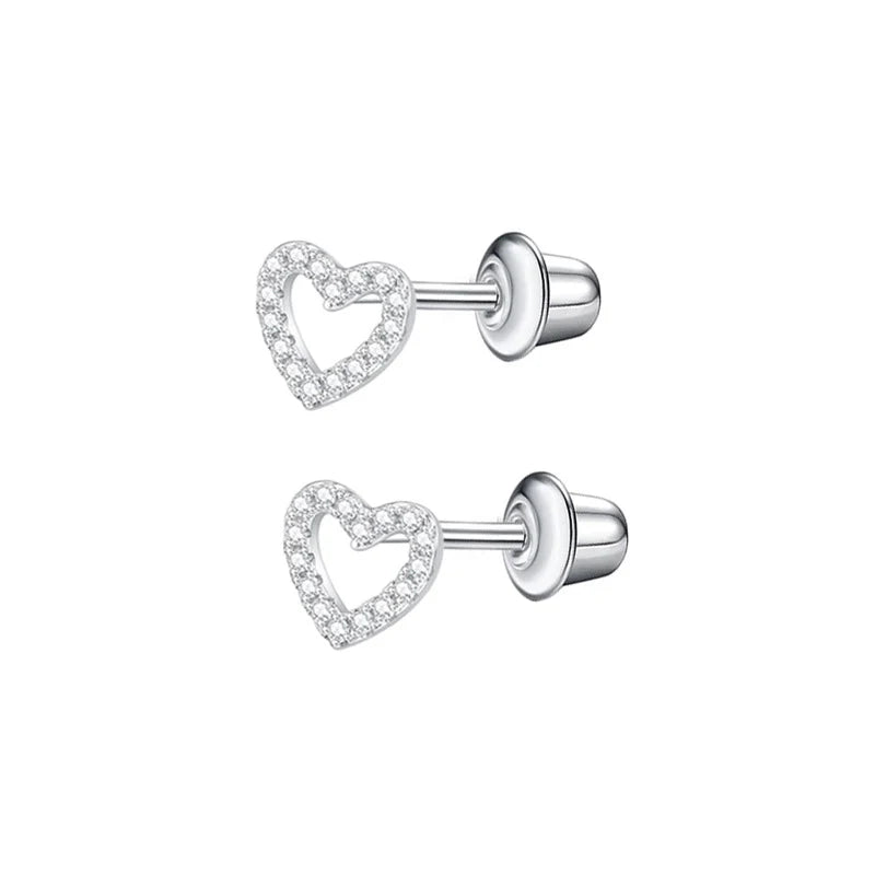 RVS hartjes kinderoorbellen 6mm &acirc;&euro;&ldquo; Schroefsluiting -