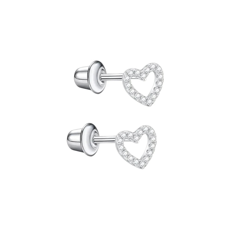 RVS hartjes kinderoorbellen 6mm &acirc;&euro;&ldquo; Schroefsluiting -