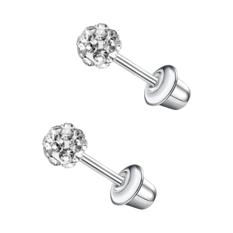 Stalen kinderoorbellen - 3,5mm kristal oorknopjes - schroefsluiting -