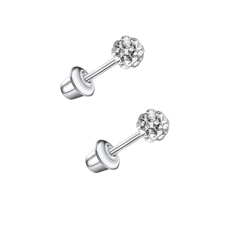 Stalen kinderoorbellen - 3,5mm kristal oorknopjes - schroefsluiting -