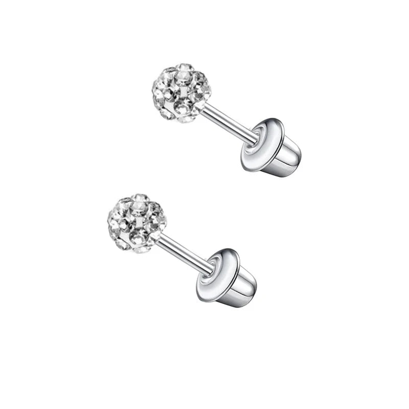Stalen kinderoorbellen - 3,5mm kristal oorknopjes - schroefsluiting -