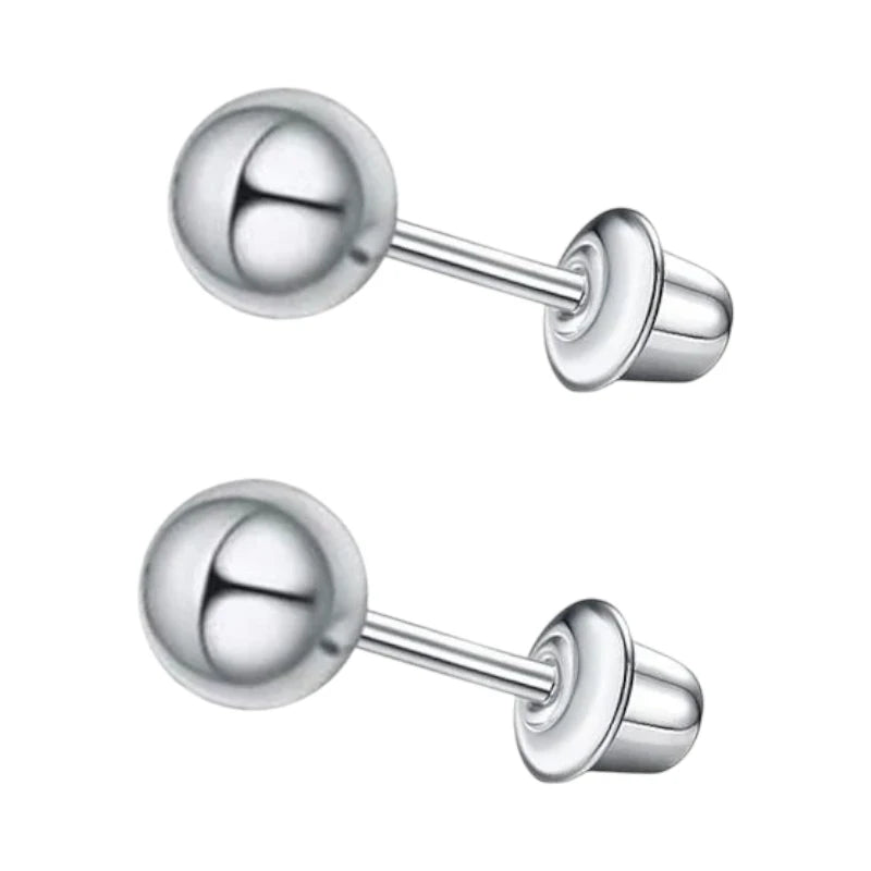 Stalen kinderoorbellen - bolletjes oorknopjes 3mm - schroefsluiting -