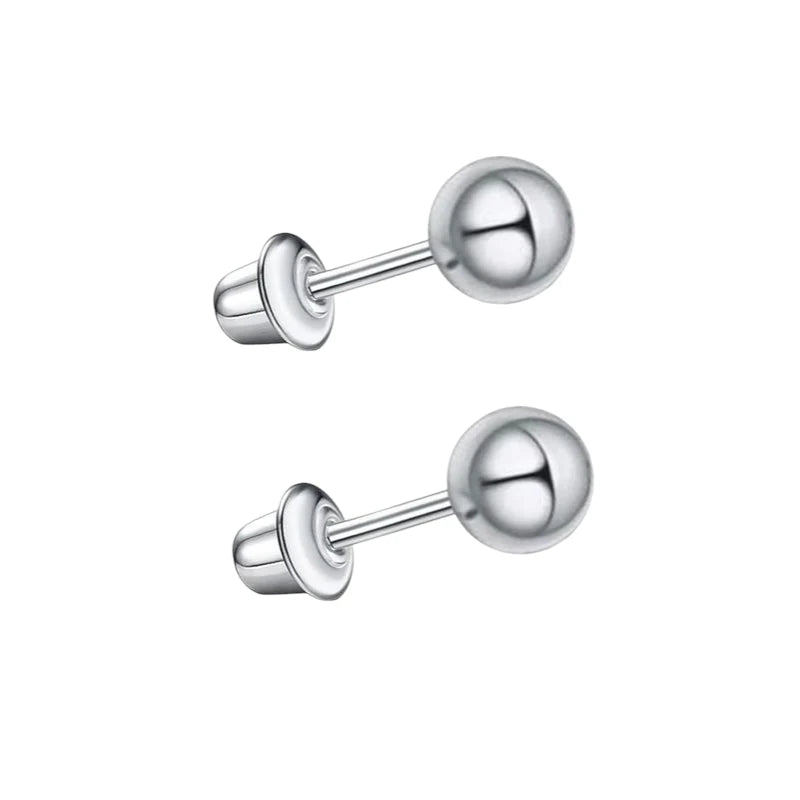 Stalen kinderoorbellen - bolletjes oorknopjes 3mm - schroefsluiting -