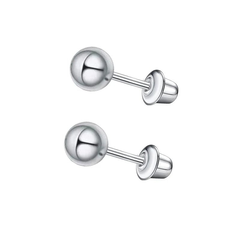 Stalen kinderoorbellen - bolletjes oorknopjes 3mm - schroefsluiting -