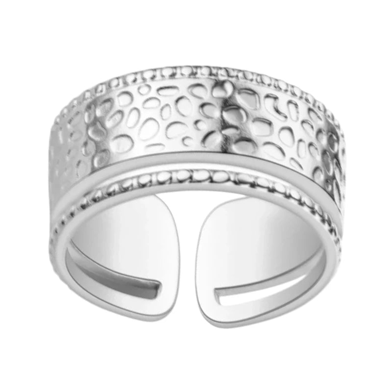 Brede Damesring met Motief | 9mm - Stainless Steel -