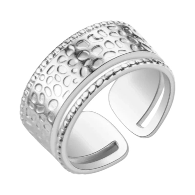 Brede Damesring met Motief | 9mm - Stainless Steel -