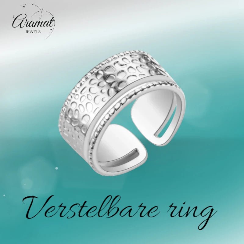 Brede Damesring met Motief | 9mm - Stainless Steel -