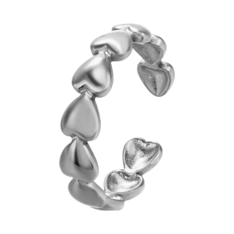 Dames Schakelring met Hartjesrand | 5mm - RVS -