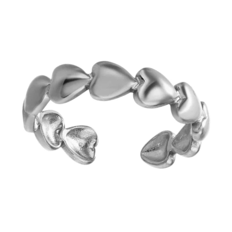 Dames Schakelring met Hartjesrand | 5mm - RVS -