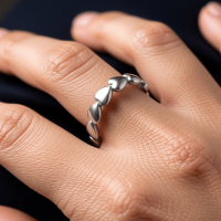 Dames Schakelring met Hartjesrand | 5mm - RVS -
