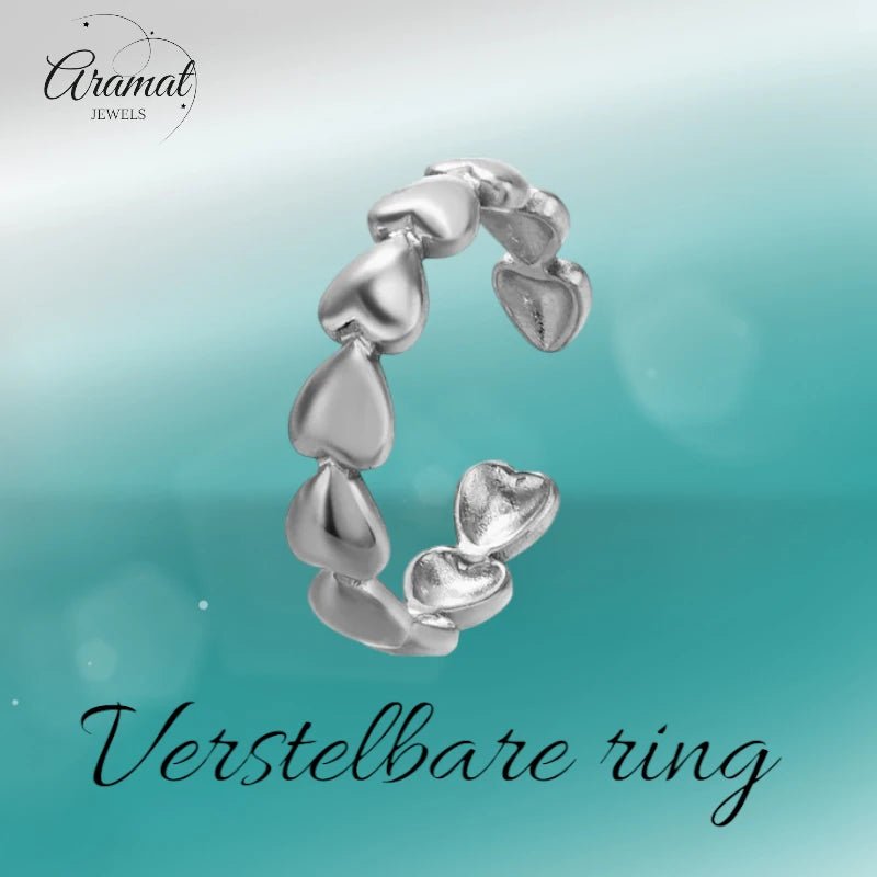 Dames Schakelring met Hartjesrand | 5mm - RVS -