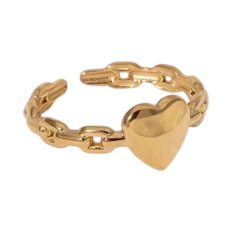 Stijlvolle Dames Schakelring met Hartje | 8mm - RVS -