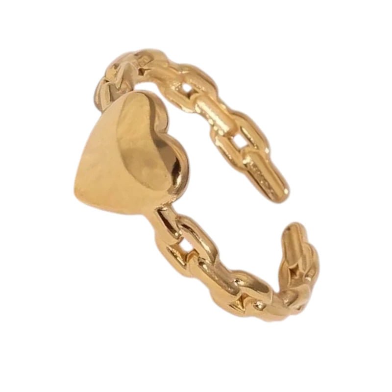 Stijlvolle Dames Schakelring met Hartje | 8mm - RVS -