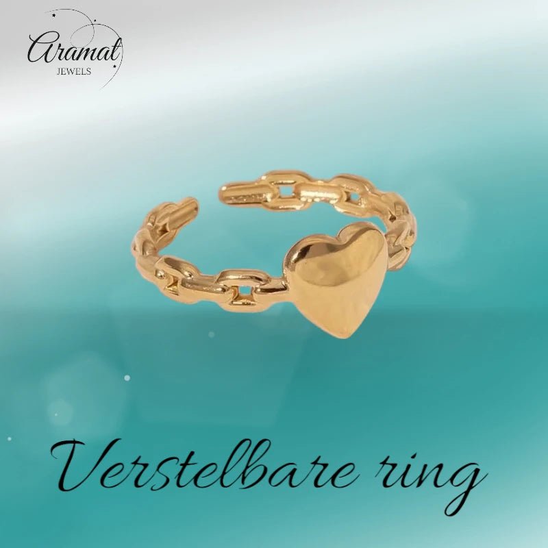 Stijlvolle Dames Schakelring met Hartje | 8mm - RVS -